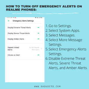 how to turn off emergency alerts in realme phones