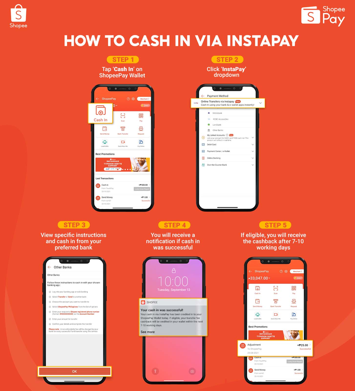 how to cash in via instapay shopeepay